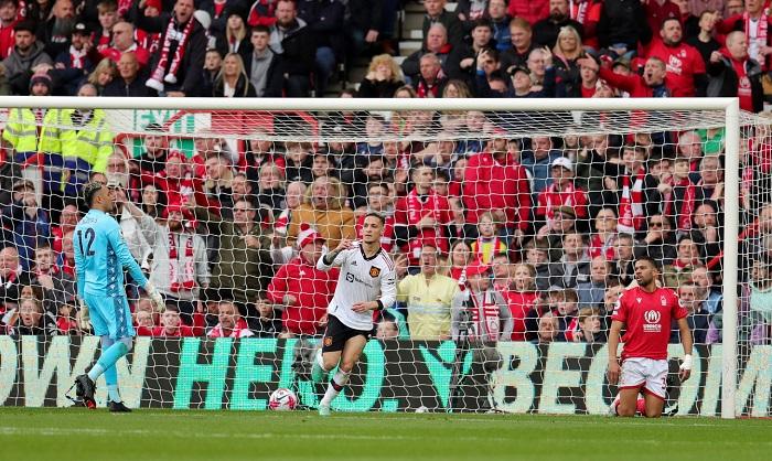 安東尼入球為曼聯領先。(路透社)