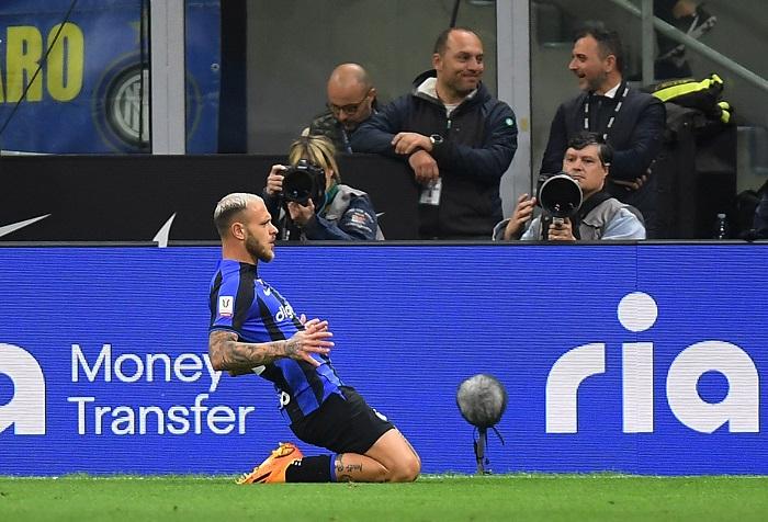 迪馬高為國米攻入唯一入球。(路透社)