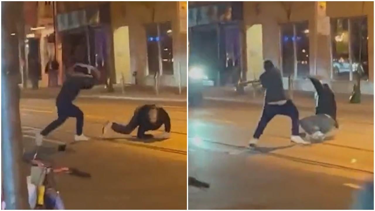 街頭起爭執竟用活蠎當皮鞭狂抽打，網民關注條蛇有無受傷。(Twitter)