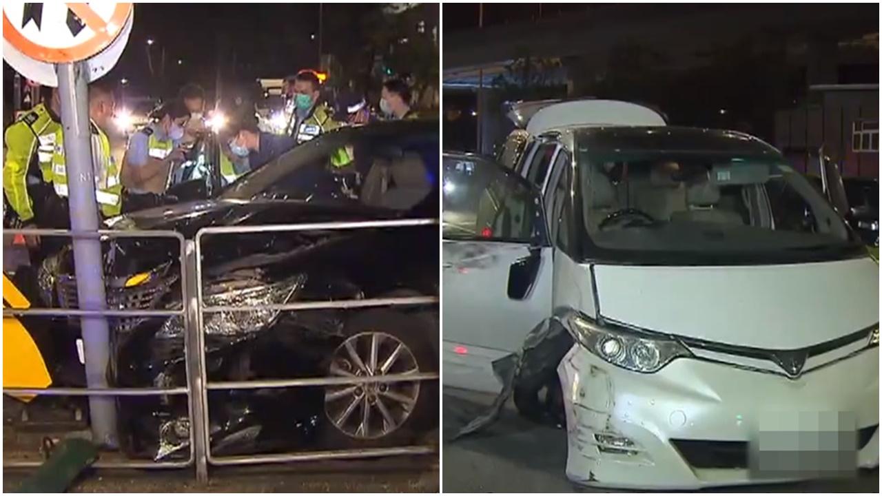 粉嶺沙田分別有車逃避警方追截發生交通意外，均涉懷疑毒品。(電視截圖)