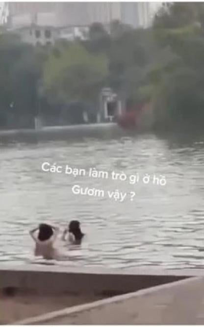 越南還劍湖驚見2「少女」沐浴惹公憤，警方調查揭真相。(YouTube)