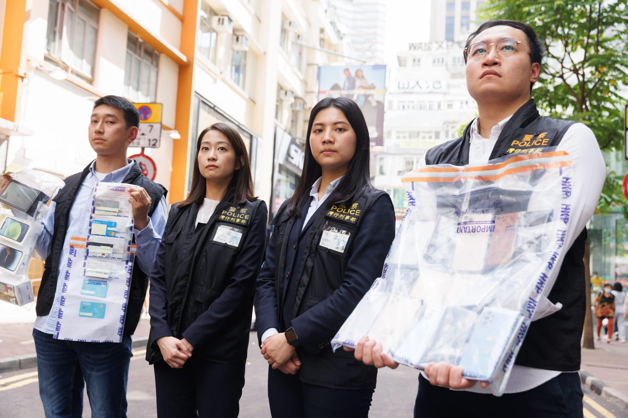 警方拘捕100人，涉嫌以欺騙手段取得財產及洗黑錢案。(蘇文傑攝)