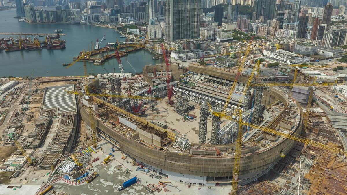 正興建的啟德體育園，日後預計將成為大部分全運會賽事的主場館。(資料圖片)