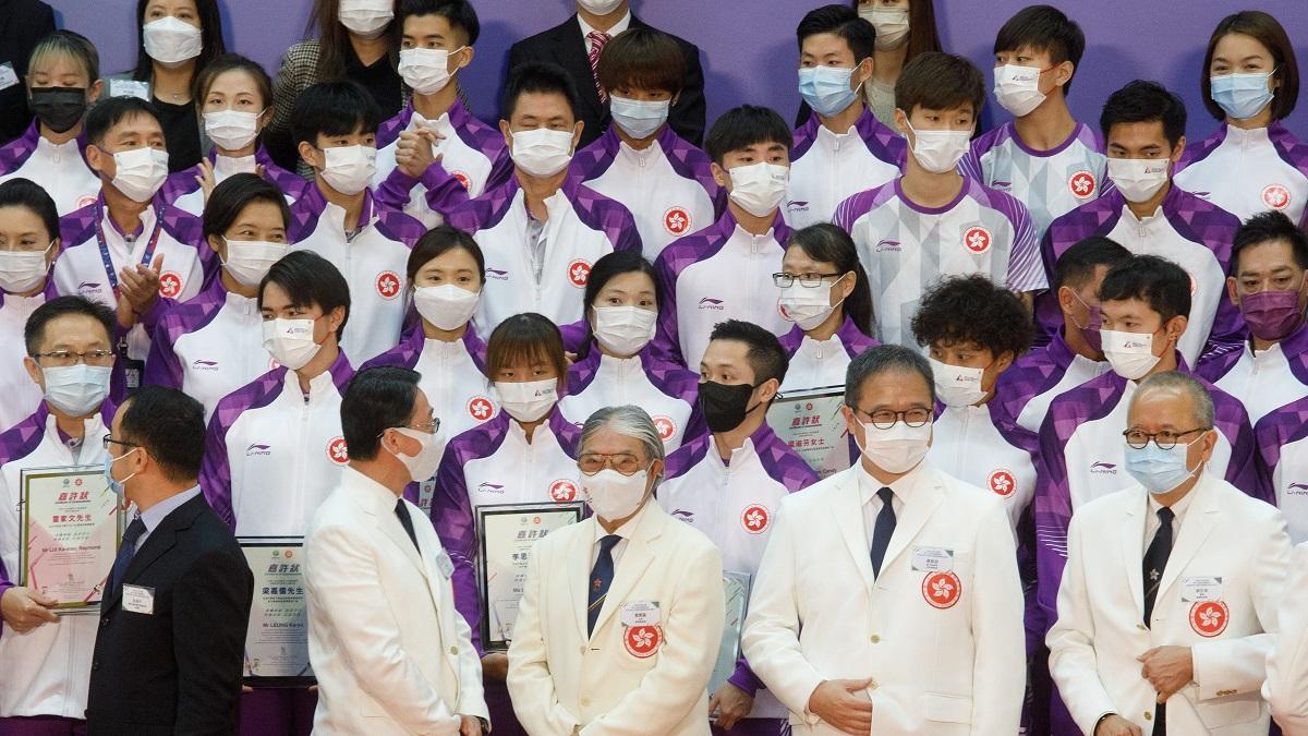 本港有望舉辦8項全運會體育賽事。圖為第十四屆全運會香港特區代表團返港歡迎儀式。(資料圖片／蘇文傑攝)