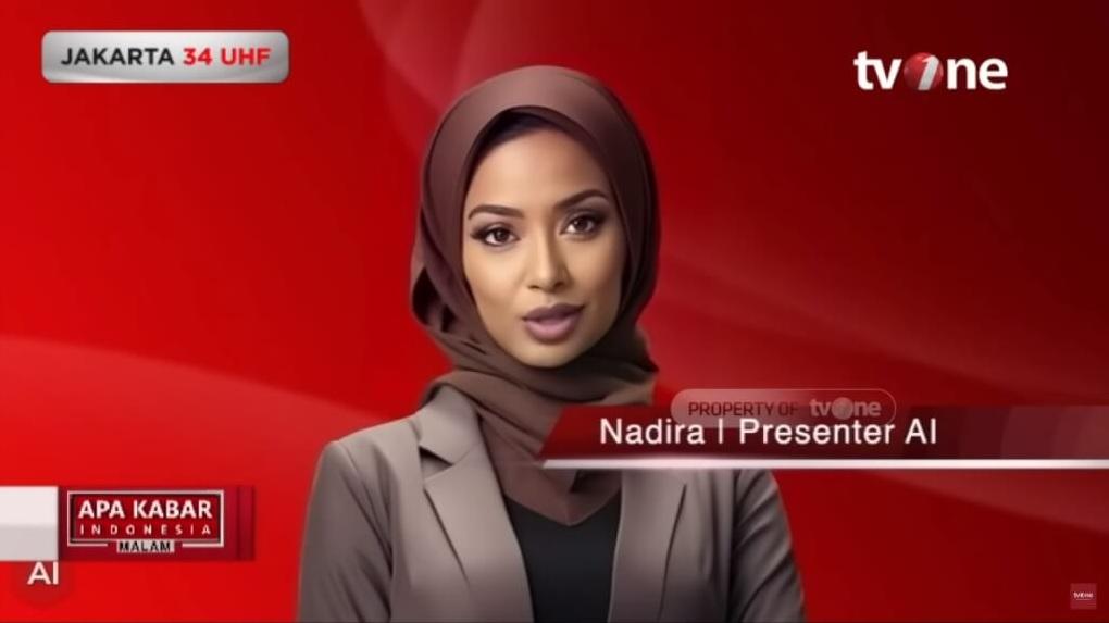 印尼電視台「TV One」AI虛擬新聞主播。(互聯網)