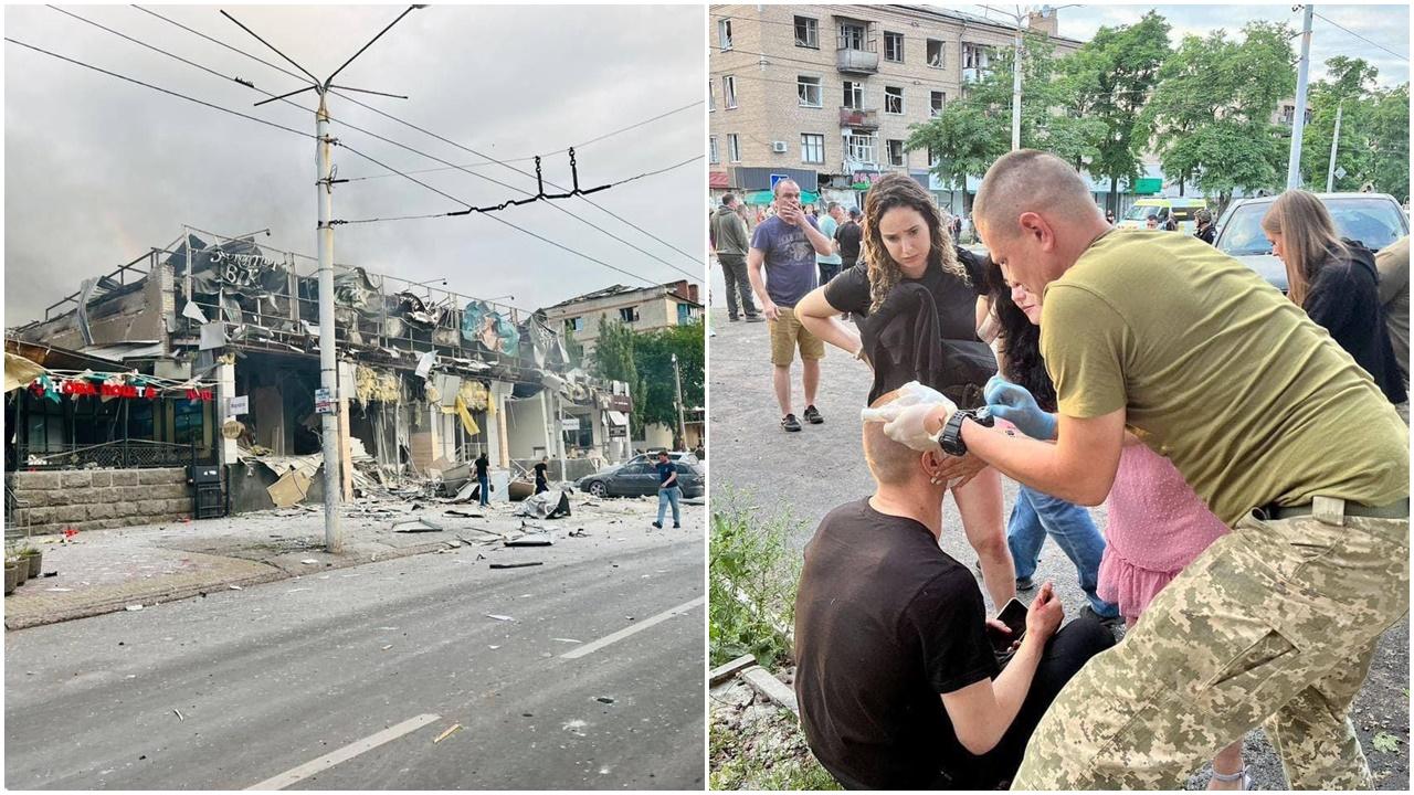 烏東克拉馬托爾斯克遭導彈襲擊，擊中餐廳釀至少4死42傷。(Twitter)