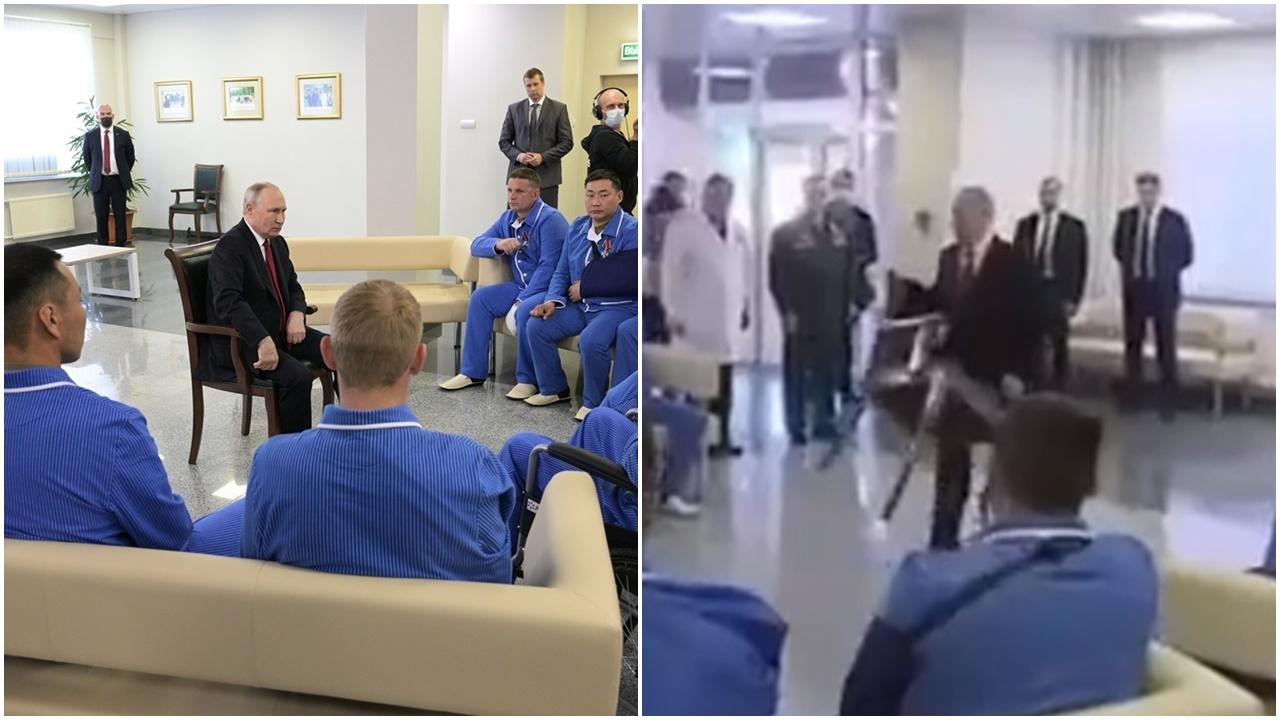 普京促傷兵康復後繼續服役，自己搬櫈被讚親和。