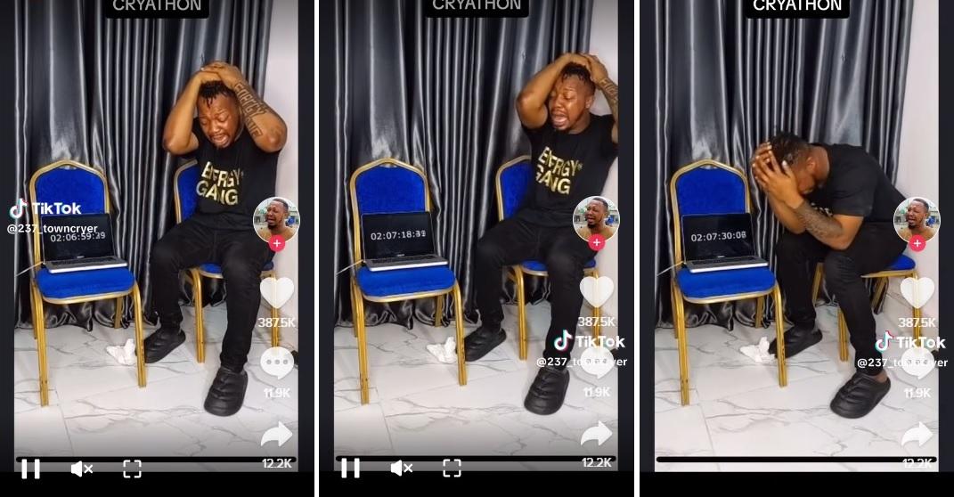 埃貝爾在TikTok發起要連續哭泣的「哭泣馬拉松」挑戰，哭到死去活來。(互聯網)