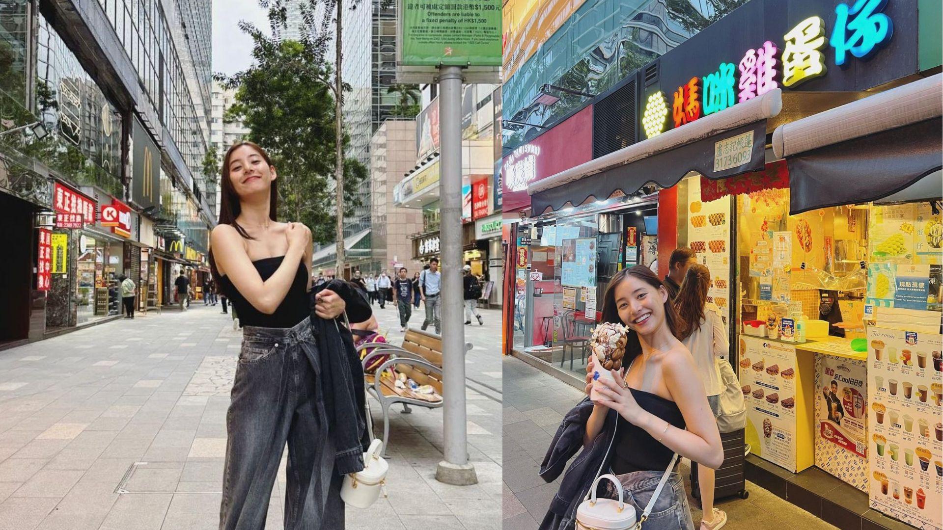 新木優子愛上雞蛋仔 曬肩快閃遊尖東