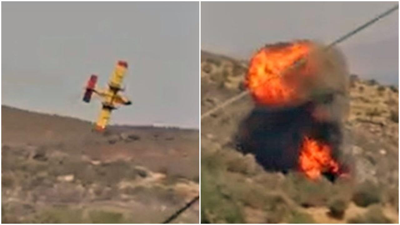 希臘空軍滅山火飛機墜毀2機師殉職，採訪變死亡直播。(X)