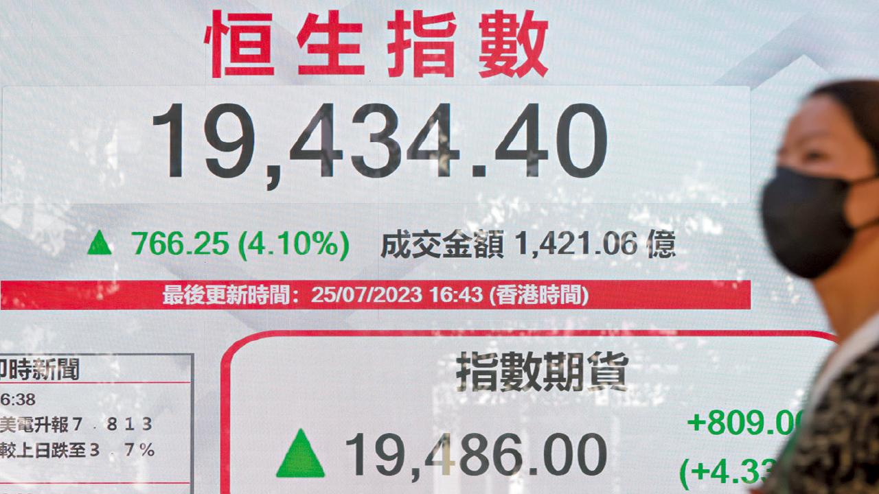 中央放鴿 港股挾升766點 分析：信心待恢復 二萬關有難度