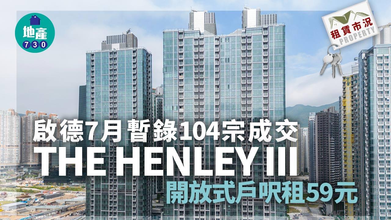 租賃市況｜啟德7月暫錄104宗成交 THE HENLEY III開放式戶呎租59元