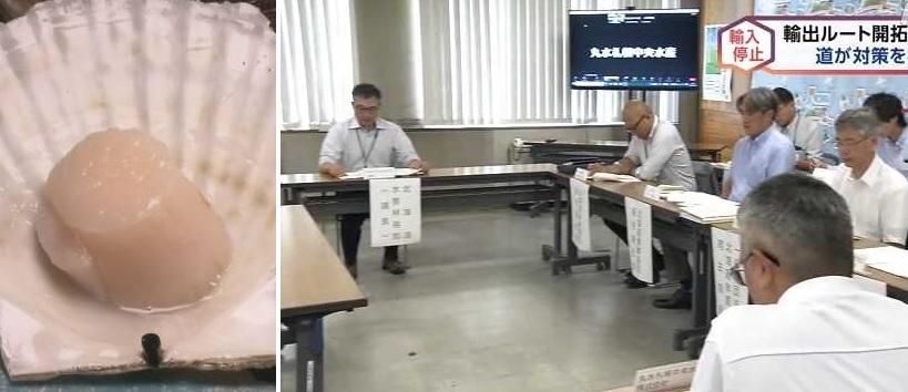 北海道政府及業界針對水產出口受中國禁令影響及因應對策，交換意見。(互聯網)