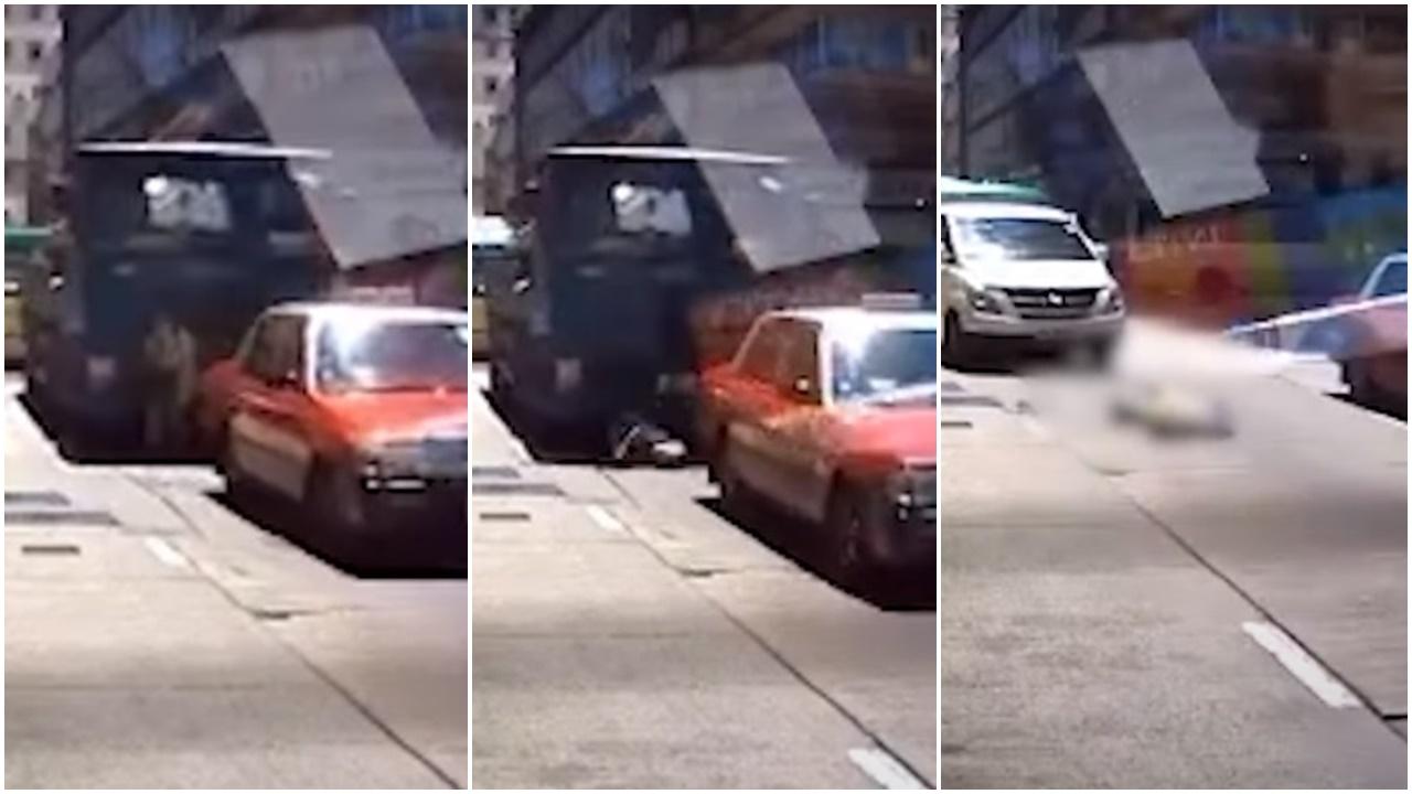 男子攝車罅過馬路遭貨車撞倒