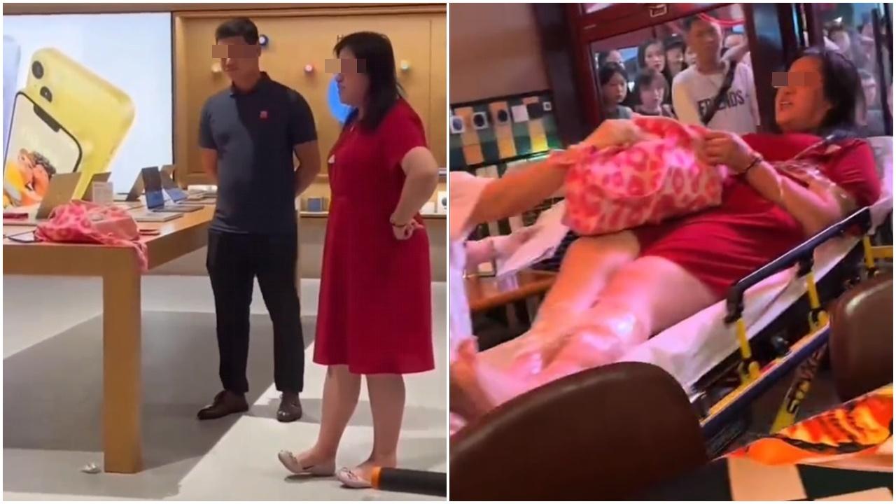 北京一名中年婦人闖蘋果店搗亂，更朗誦《滿江紅》等作品，最終被工作人員帶走。(資料圖片)