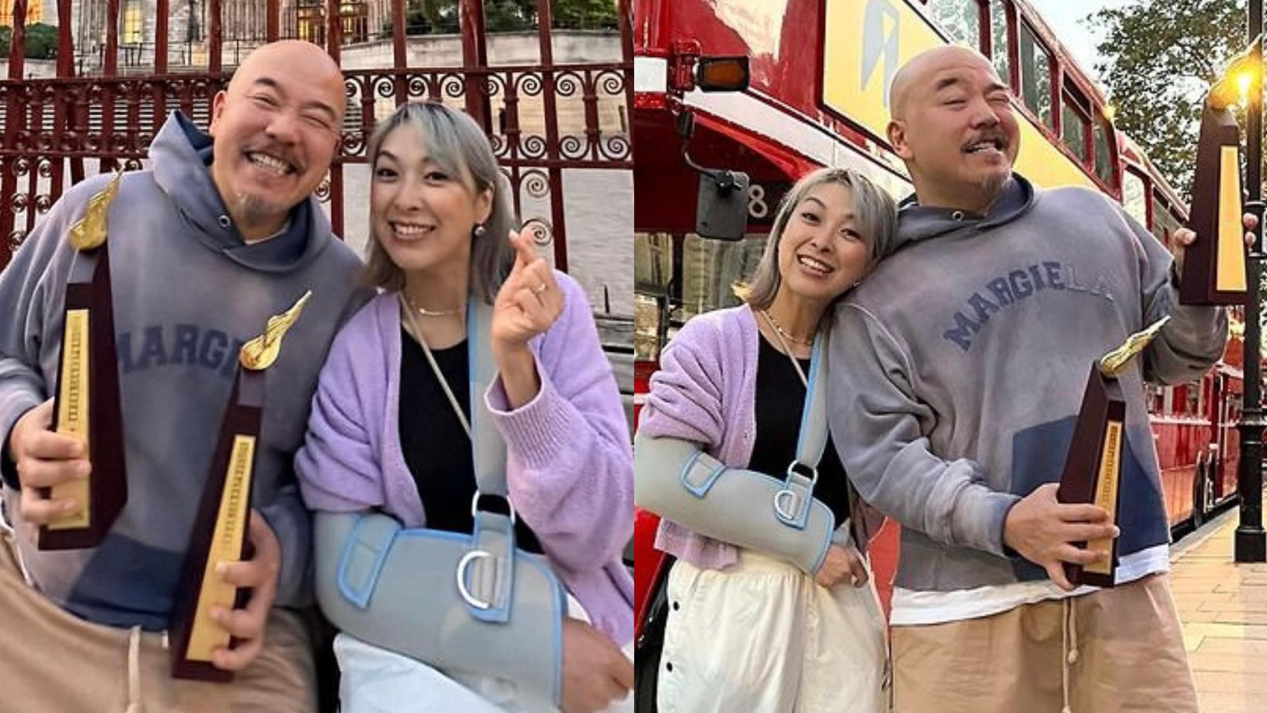 朱薰飛英國人肉速遞兩個獎座 孖黃偉文公園長櫈舉行叱咤頒獎禮