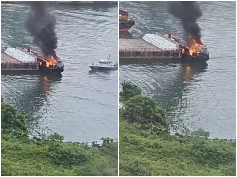 油塘有船隻起火 消防處正撲救 (有片)