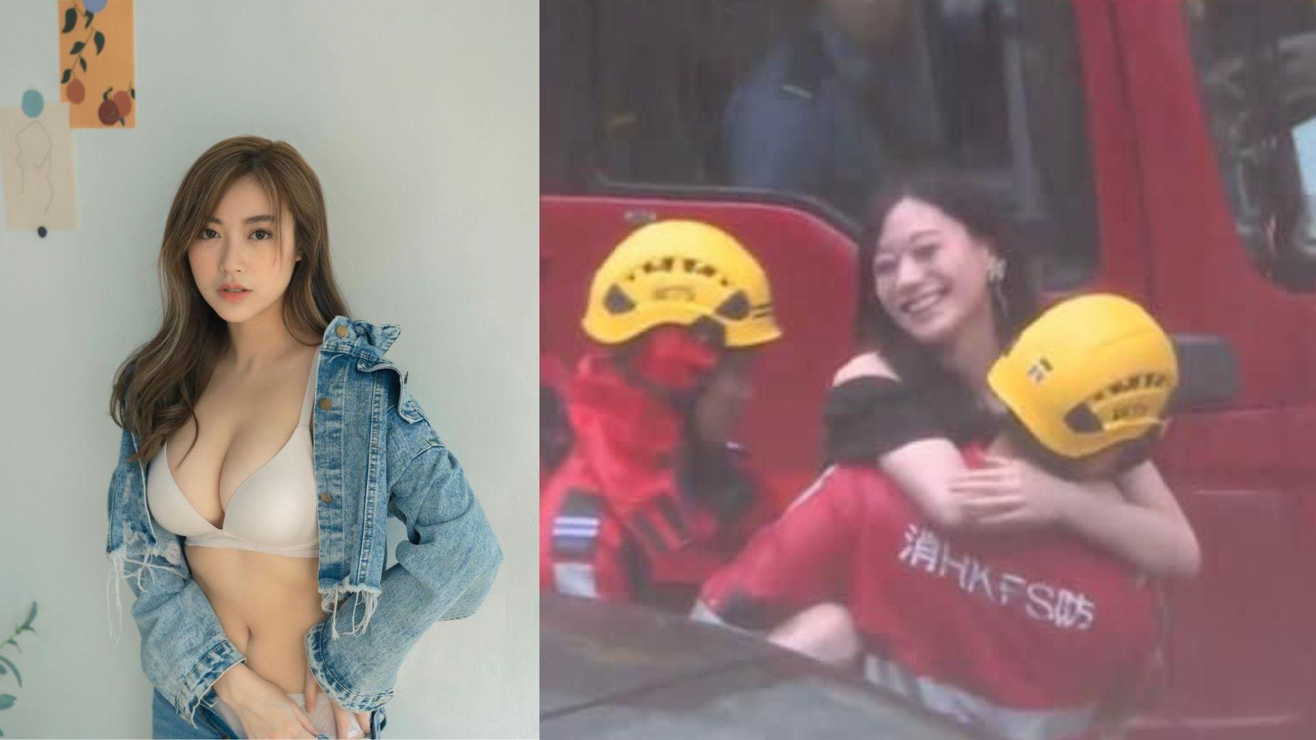 HOY TV拍攝一名女子被消防員抱起救出的「水浸片」，被瘋傳後惹網民熱烈討論。