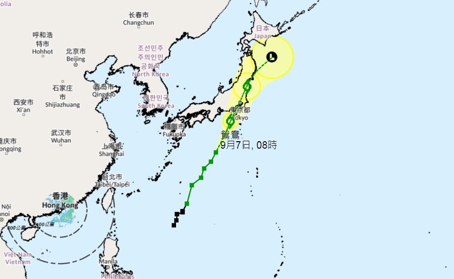 颱風鴛鴦將在明日吹襲日本。(天文台截圖)