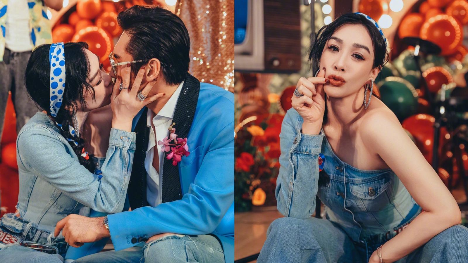 鍾麗緹53歲生日當眾與張倫碩親吻。