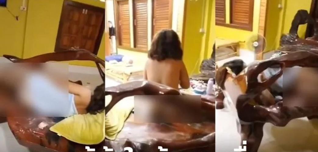 陌生裸女上門瞓廳請唔走，屋主邀鄰居圍觀兼報警。(YouTube)