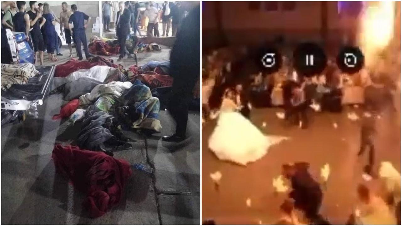 伊拉克一場婚禮發生火警至少100死150傷，火如雨下影片曝光。(X)