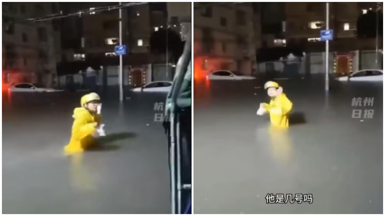 深圳美團外賣員涉水犯險工作　網民激辯「點餐是否沒良心」