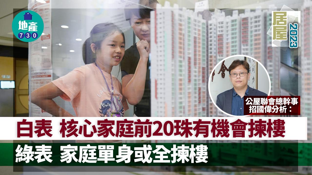居屋2023｜招國偉分析：居屋白表核心家庭前20珠有機會揀樓　綠表家庭單身或全揀樓