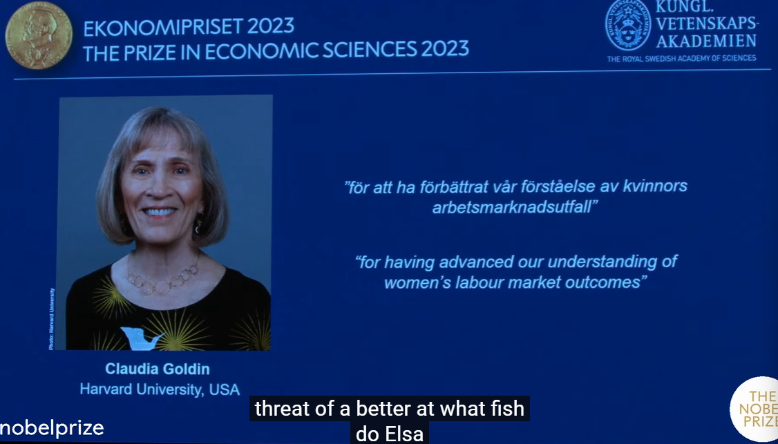 諾貝爾獎2023｜經濟學獎 哈佛大學女學者Claudia Goldin獲得 研女性在勞工市場待遇
