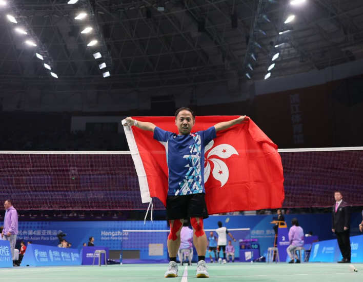 杭州亞殘運丨朱文佳衛冕羽毛球男單金牌 男雙夥拍王鎮炎摘銀(圖片由中國香港殘疾人奧委會提供)