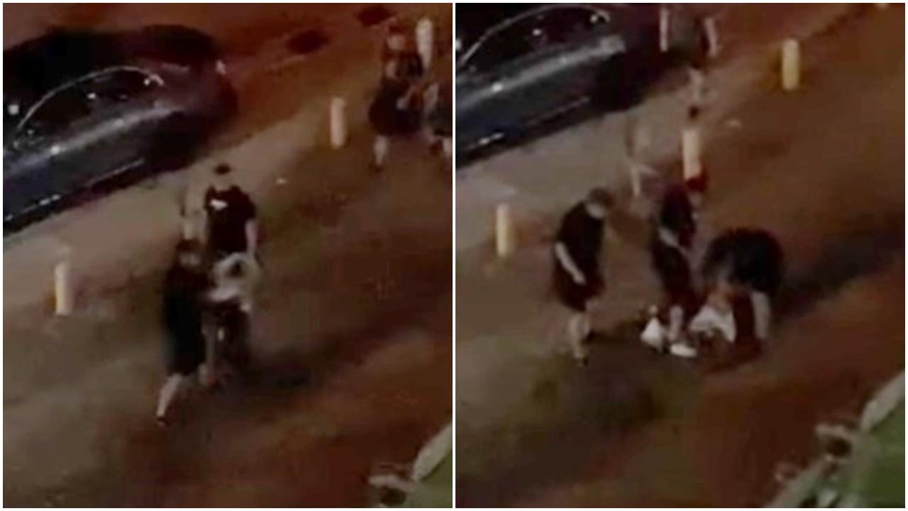 疑不滿遭鎖車，山景邨數大漢撻朵圍毆保安。(香港突發事故報料區及討論區@FB)