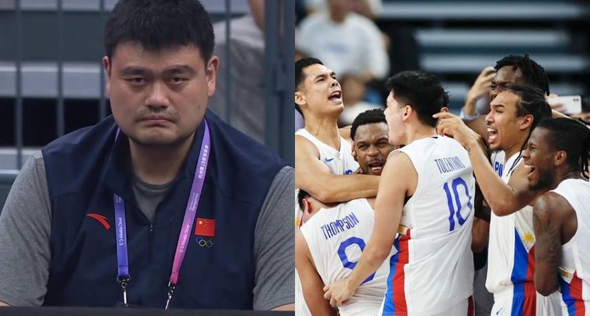 中國男籃領先20分反負菲律賓，姚明臉色鐵青。(網上圖片)