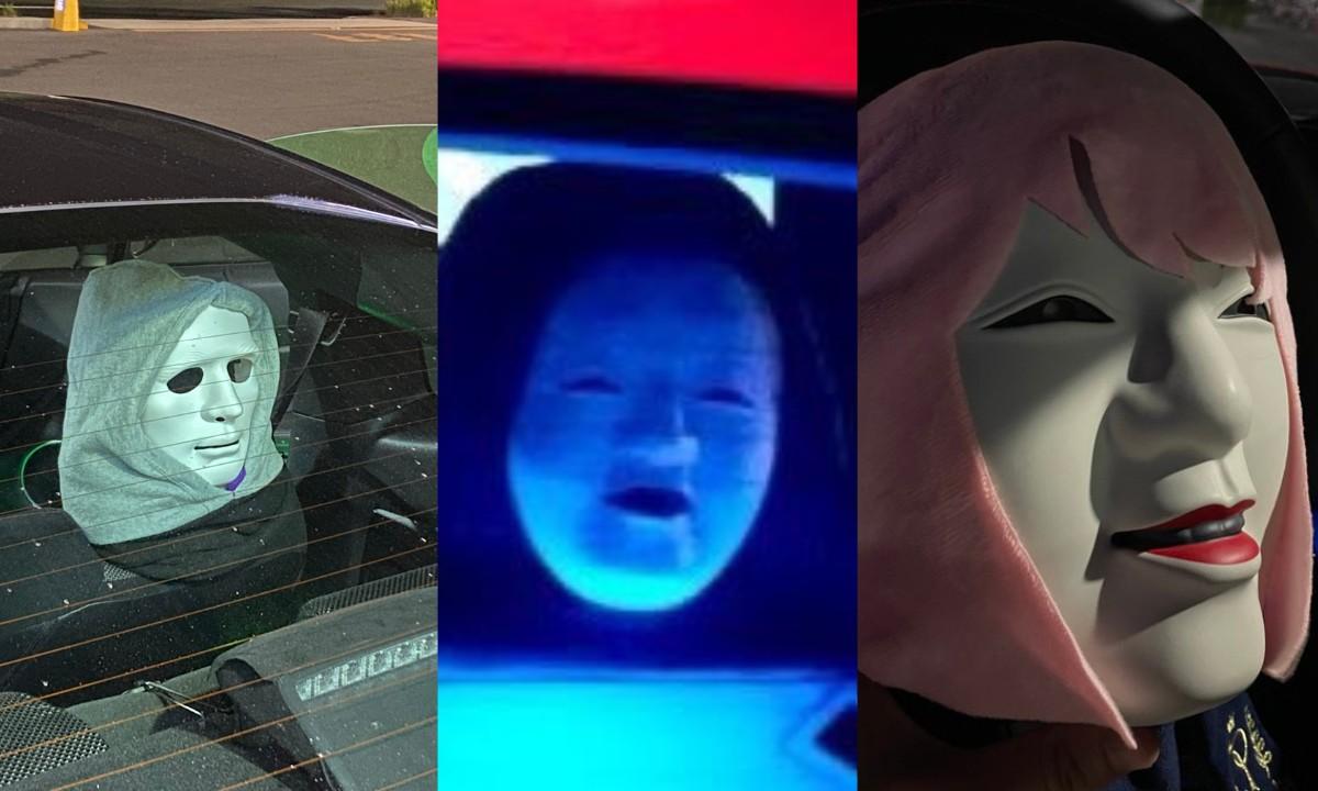 日本網友車上掛「恐怖面具」有效杜絕後車危險駕駛！警察認證：晚上不想遇到