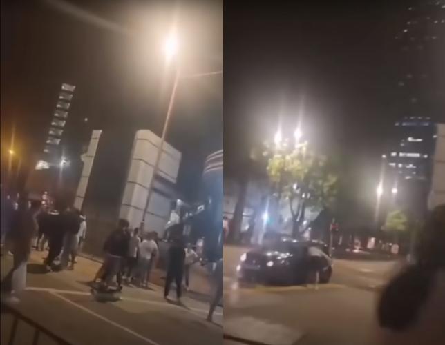 尖沙咀數十人聚集馬路叫囂　有人疑手持長刀　目擊者：比拍戲仲逼真！