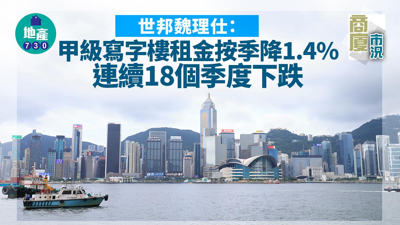 商廈市況｜世邦魏理仕：甲級寫字樓租金按季降1.4% 連續18個季度下跌