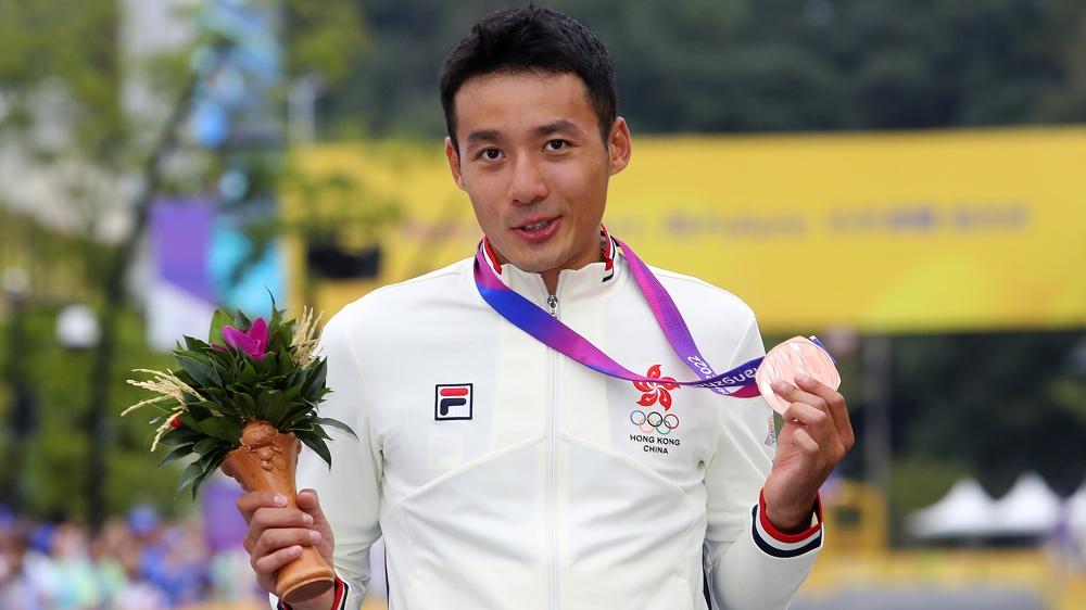 劉允祐在公路單車個人計時賽奪得銅牌。(港協暨奧委會圖片)