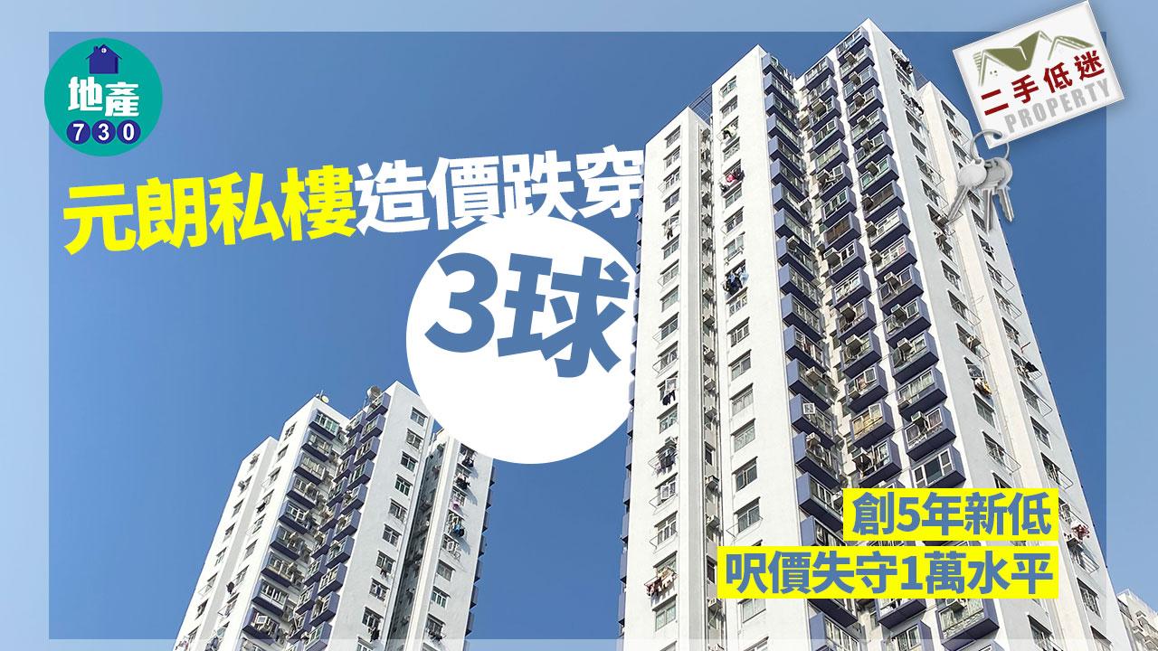 二手低迷｜元朗私樓造價跌穿「3球」創5年新低 呎價失守1萬水平