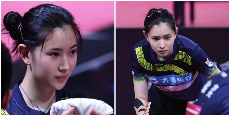 21歲的王添藝爆冷贏波爆紅，網民讚她「國乒第一美女」。 （微博截圖）