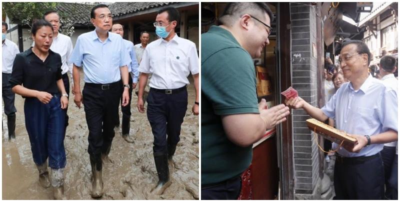 2020年李克強到訪重慶了解災後重建，期間到市區知名景點磁器口，自掏腰包向店家買了三袋麻花，用實際行動支持當地商戶。(資料圖片)