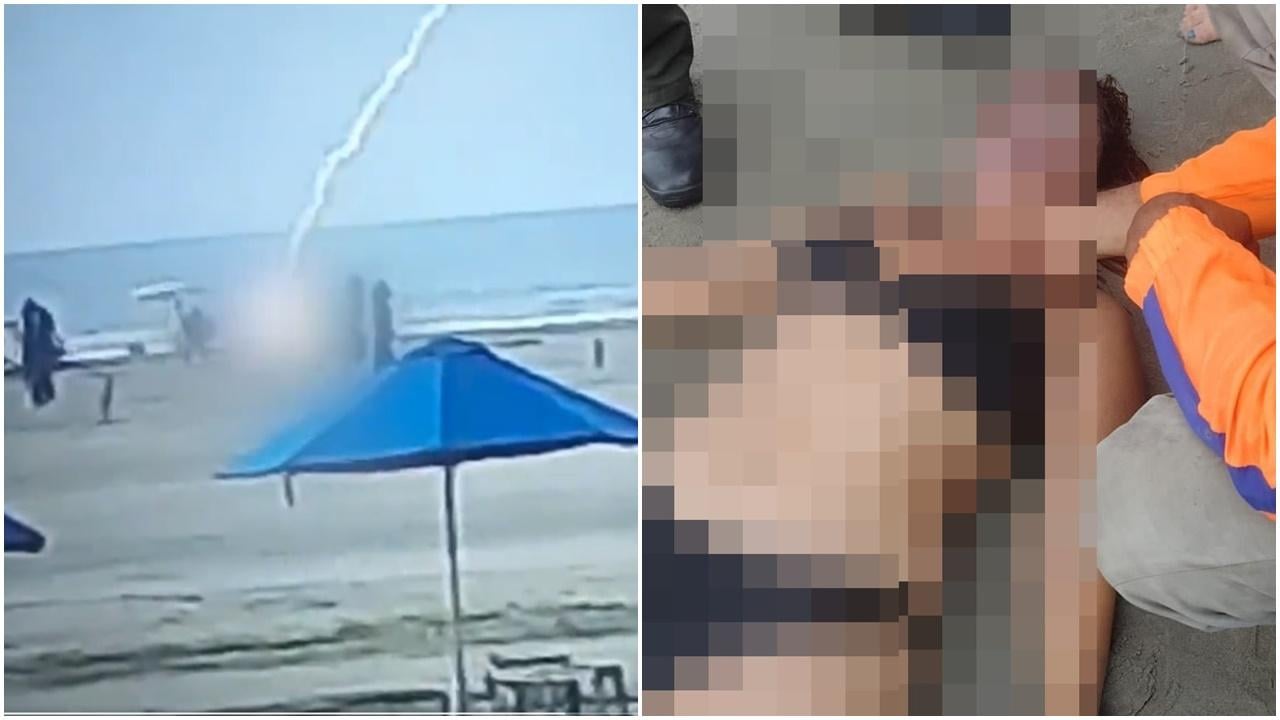 女遊客漫步沙灘，突遭「雷神」擊斃。(X)