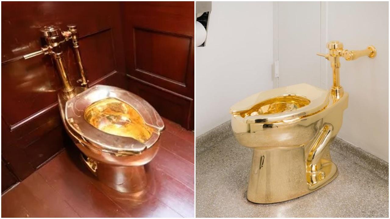 18K金馬桶10萬人用過，邱吉爾故居展覽被盜4年仍下落不明。(網上圖片)