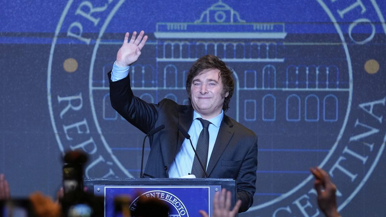 阿根廷大選極右翼候選人米萊伊勝出總統選舉。(AP)