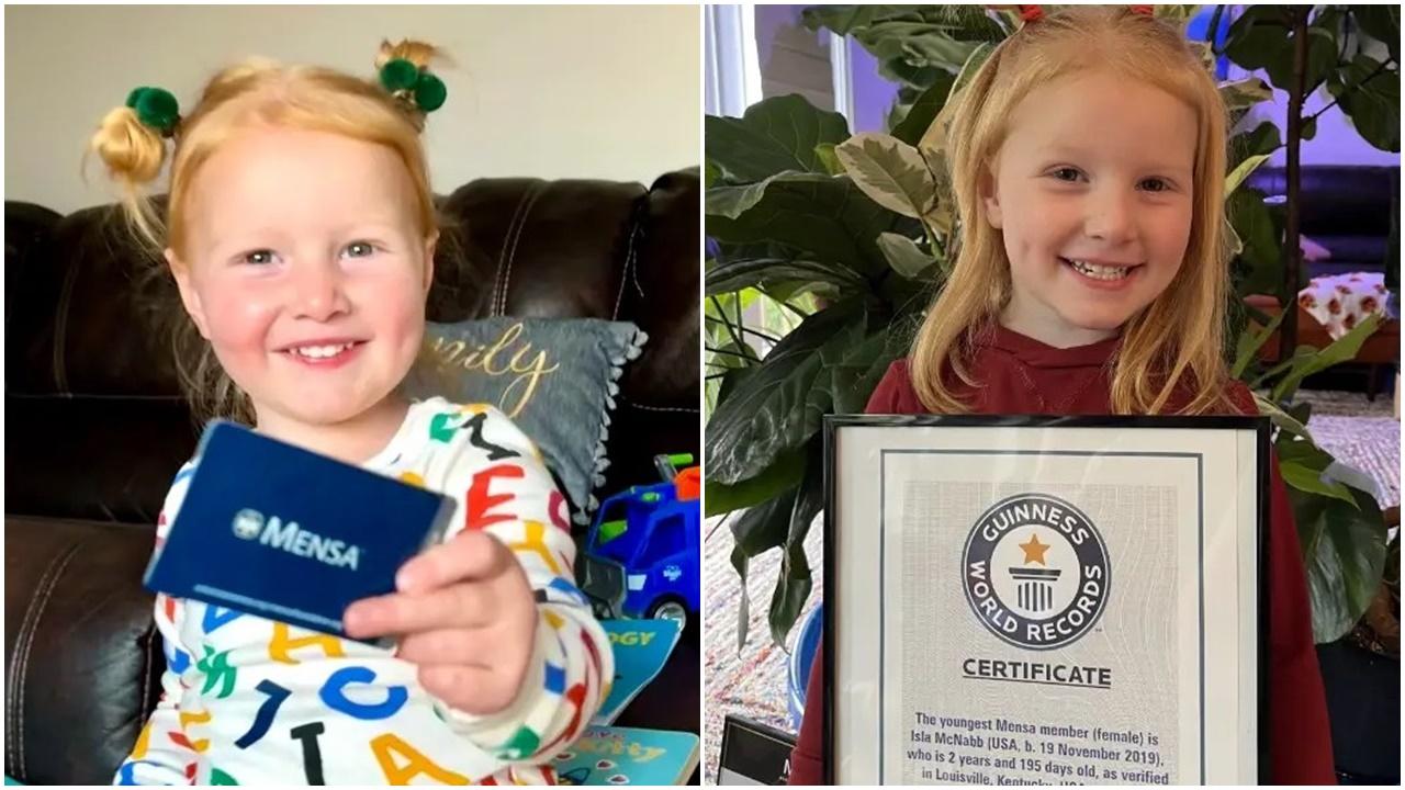 2歲女童智商超越99%同齡人，成門薩最年輕會員，破健力士世界紀錄。(X)