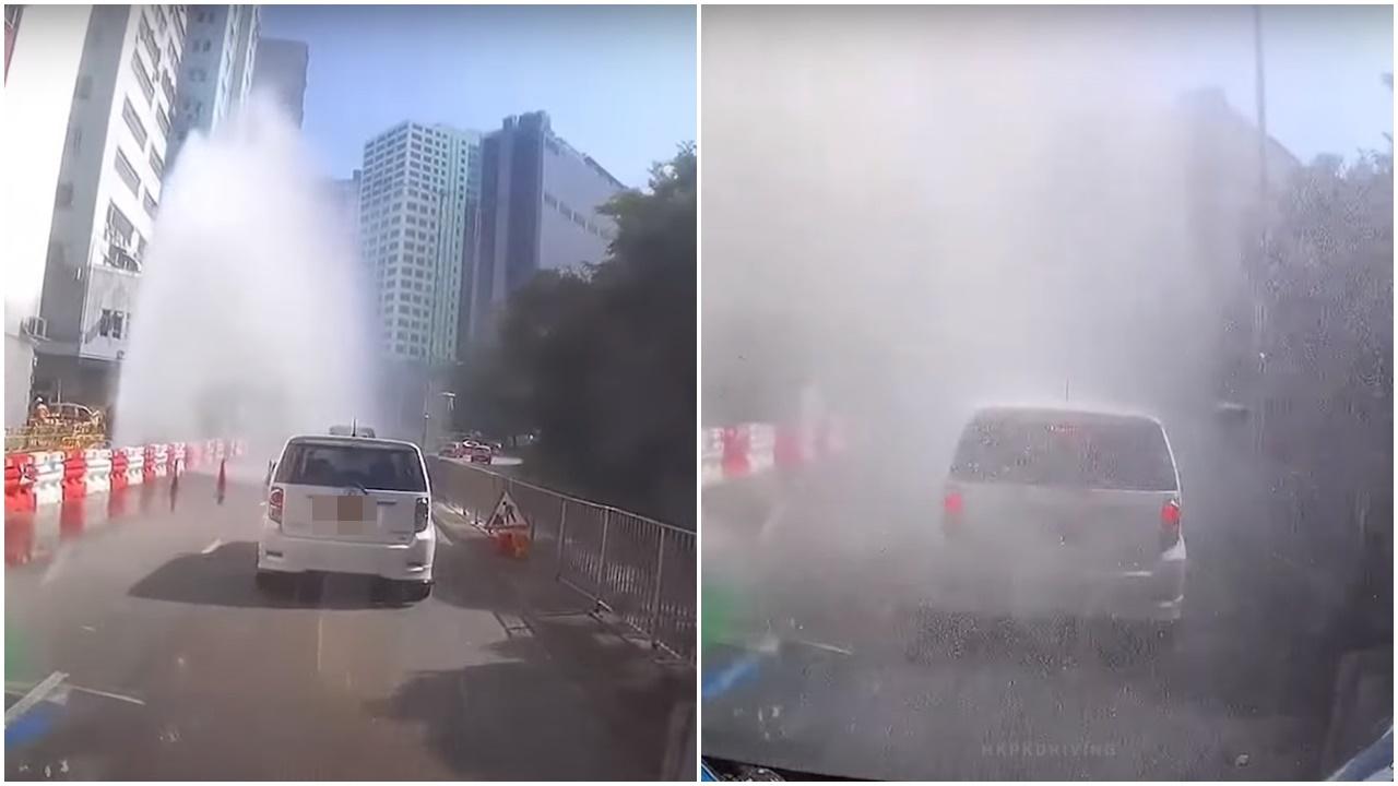 車Cam直擊｜德士古道爆水管儼如「水舞間」