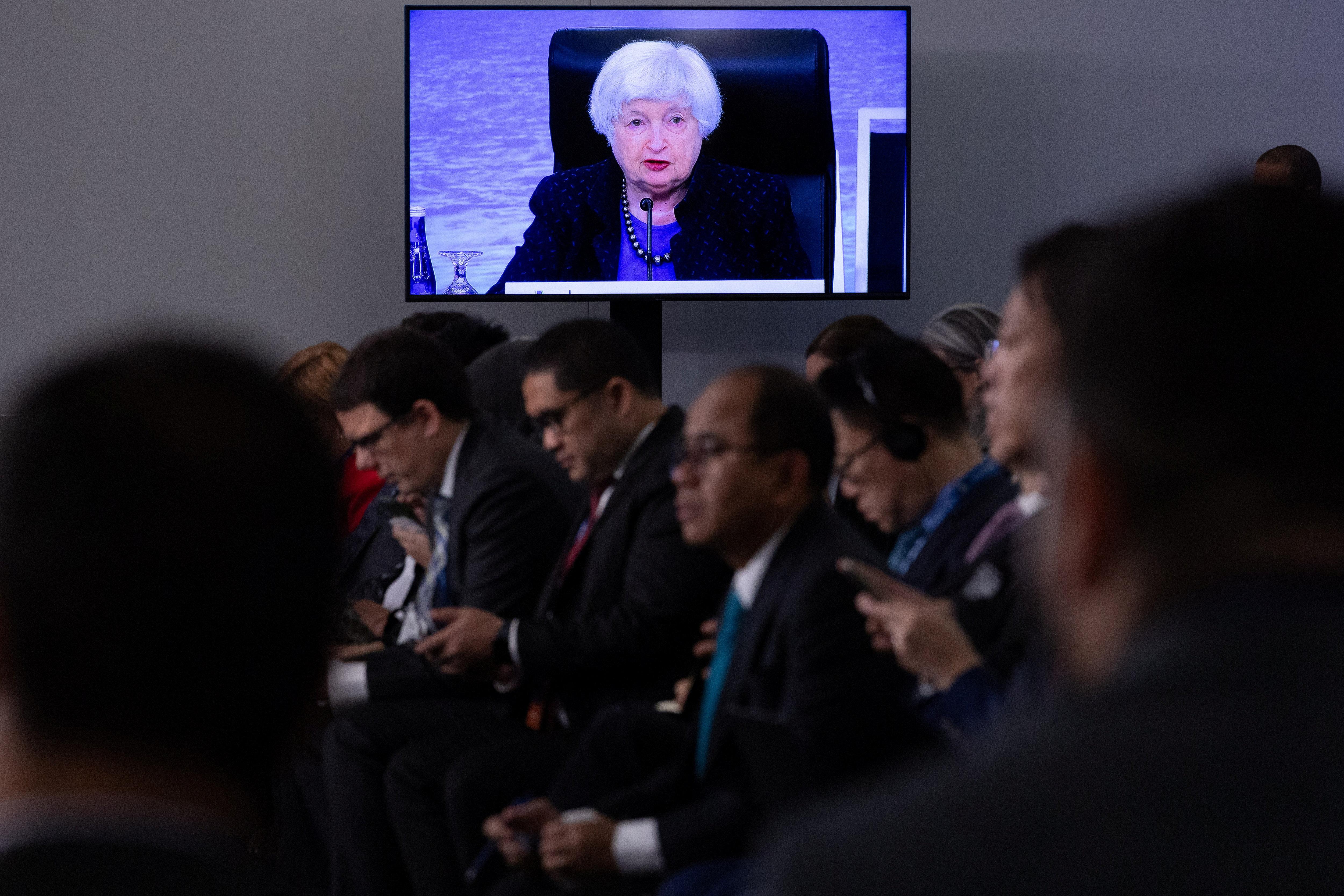 美財長耶倫反對穆迪降美國評級，她又重申「美國經濟強勁」。(路透社)