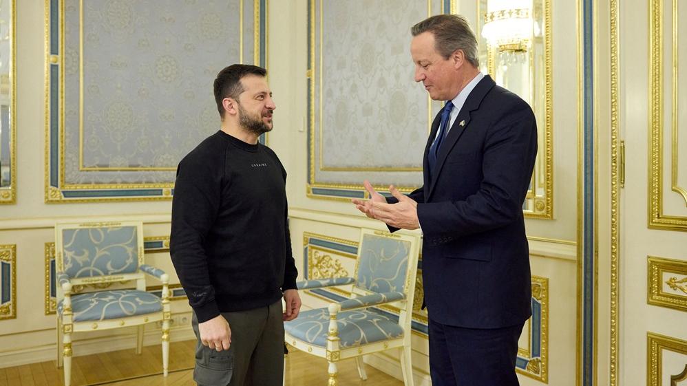 卡梅倫與澤連斯基會面。(路透社)