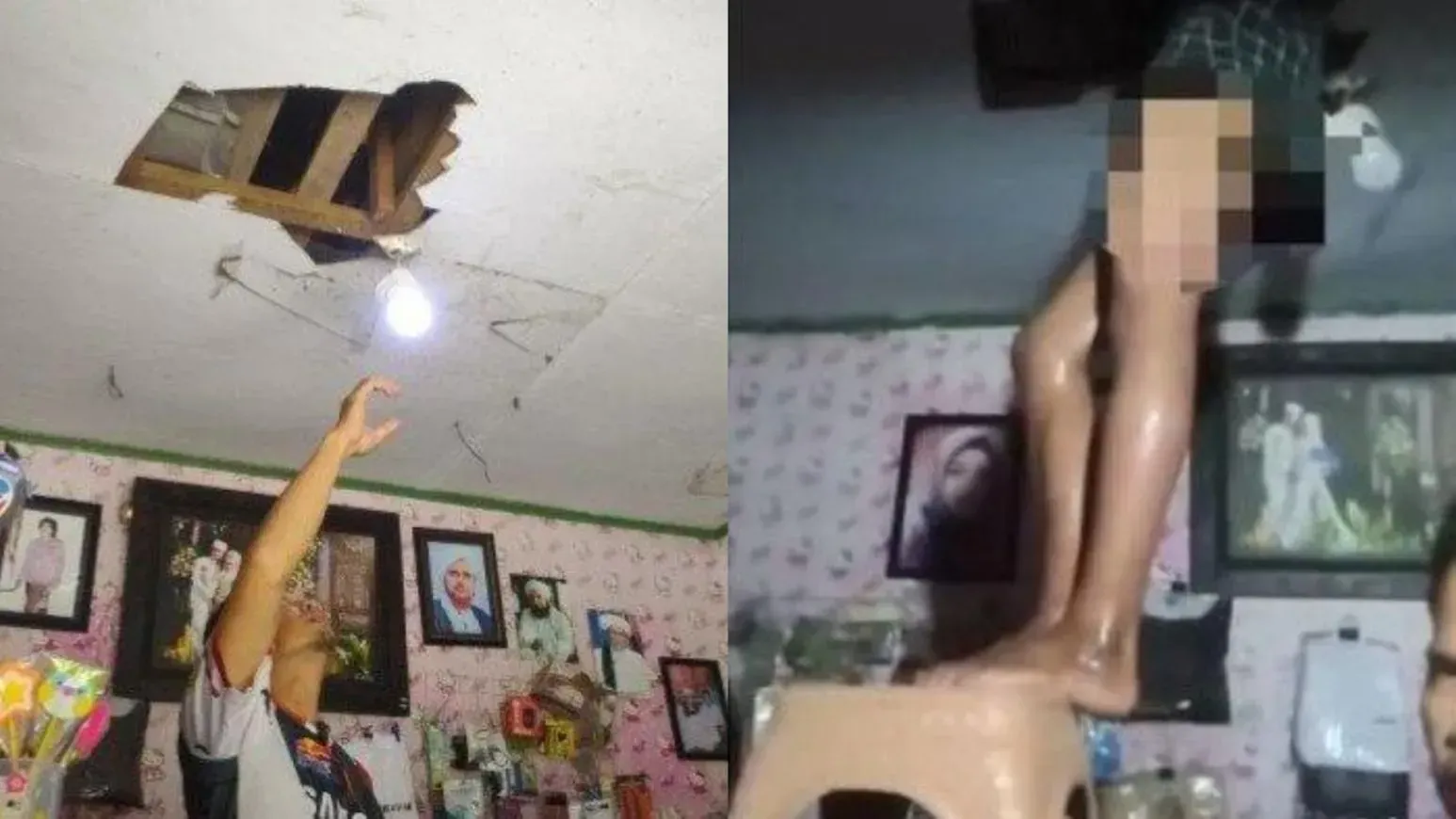 印尼笨賊爆竊手機店被困求救　「頭卡天花板」嚇到失禁(有片)