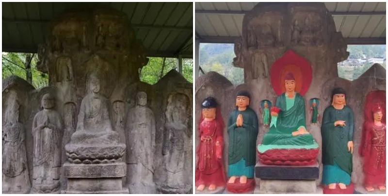 四川1400年摩崖石刻被信眾「加色」