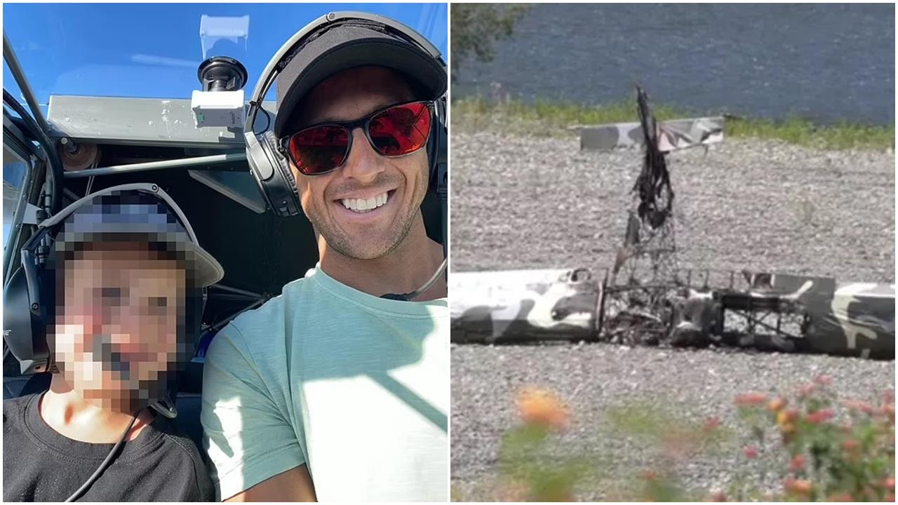 澳洲父子駕小型飛機撞電線墜機亡，起飛前溫馨合照變遺照。(網上圖片)