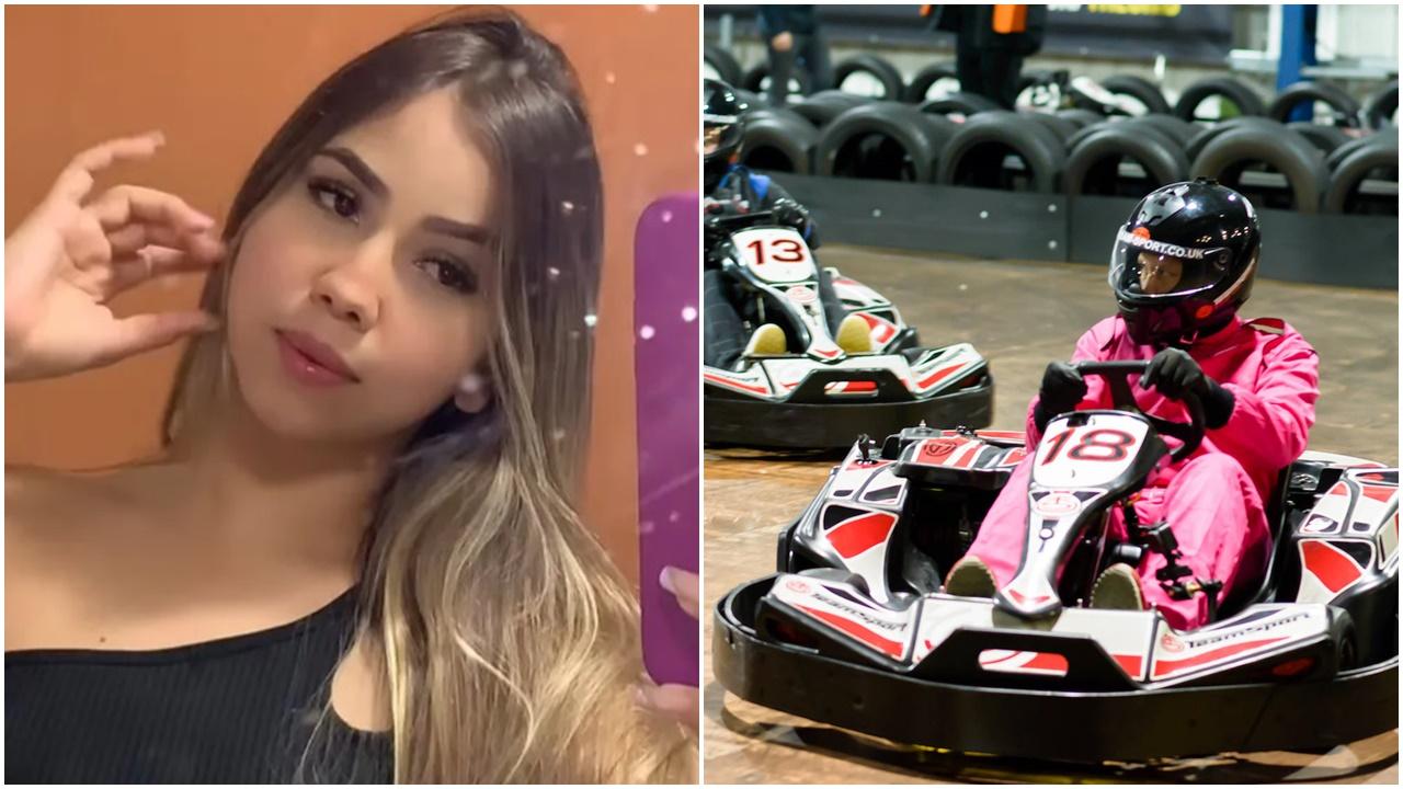 少女玩小型賽車，長髮捲入引擎被扯甩八成頭皮。(網上圖片)